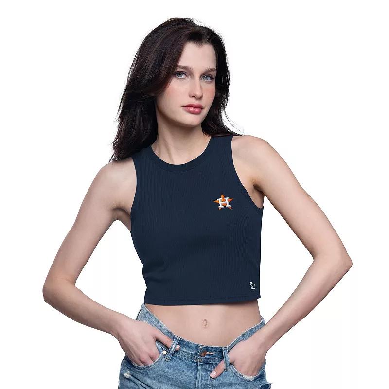 Women's Starter Navy Houston Astros Show Up Cropped Tank Top,  Product Image