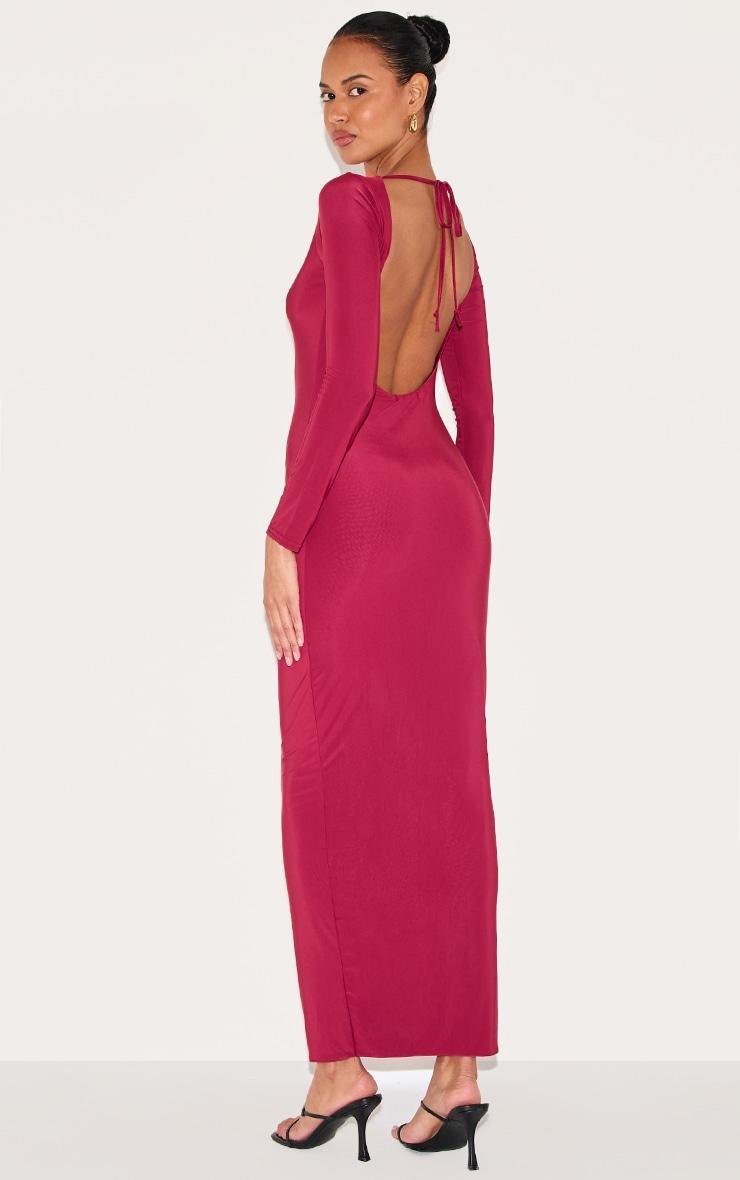 Wine Double Layer Slinky Maxi Dress Product Image