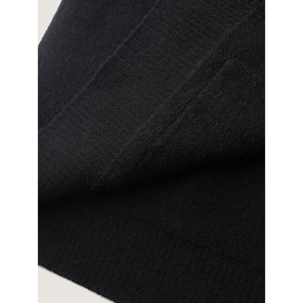 Plus Size 3D Floral Pattern Pockets Knit Cardigan Black Women Leisure Loose Long Sleeve Casual Cardigans BloomChic 12/L Product Image