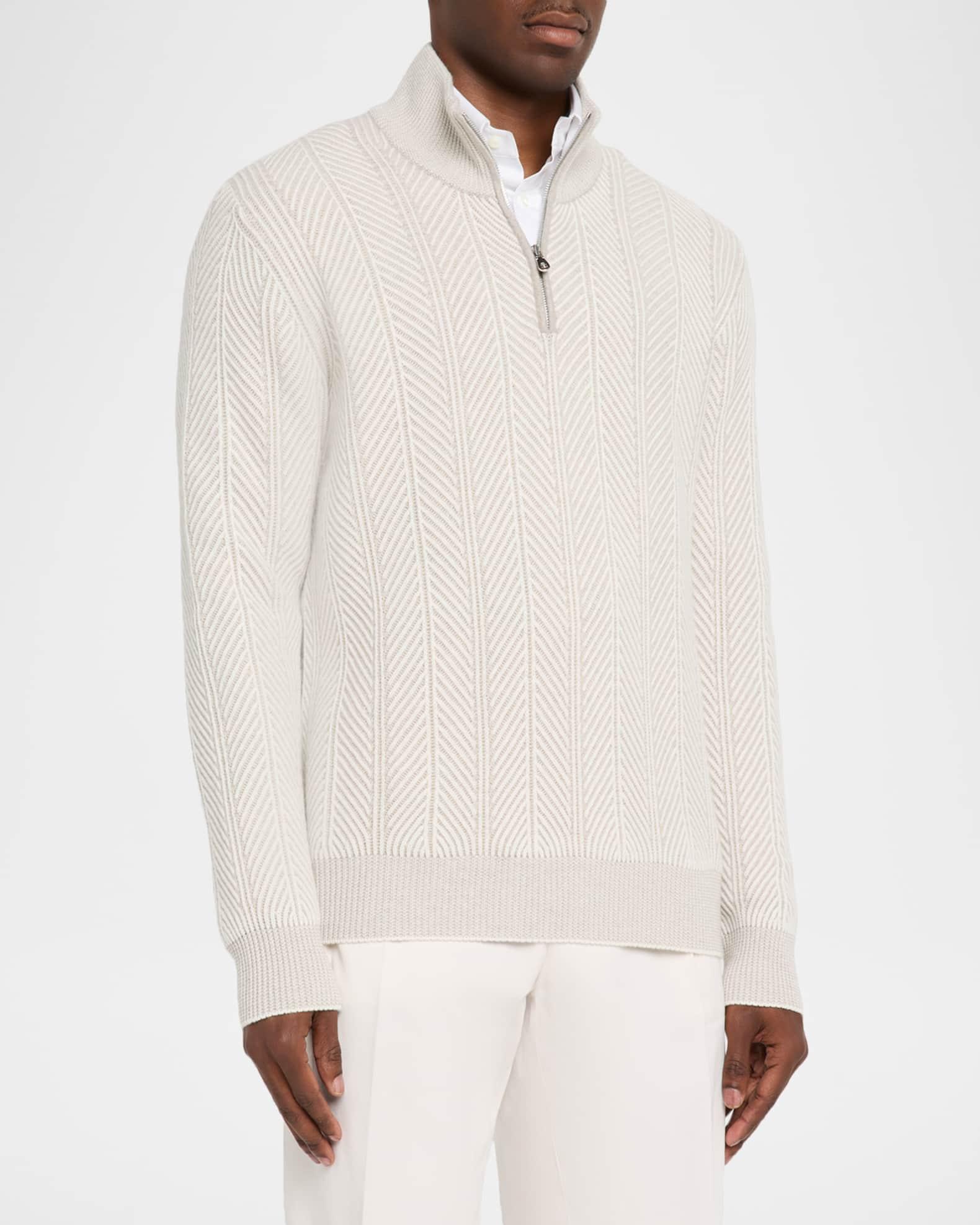 Men's Cashmere Chevron Vanise Quarter-Zip Sweater Product Image
