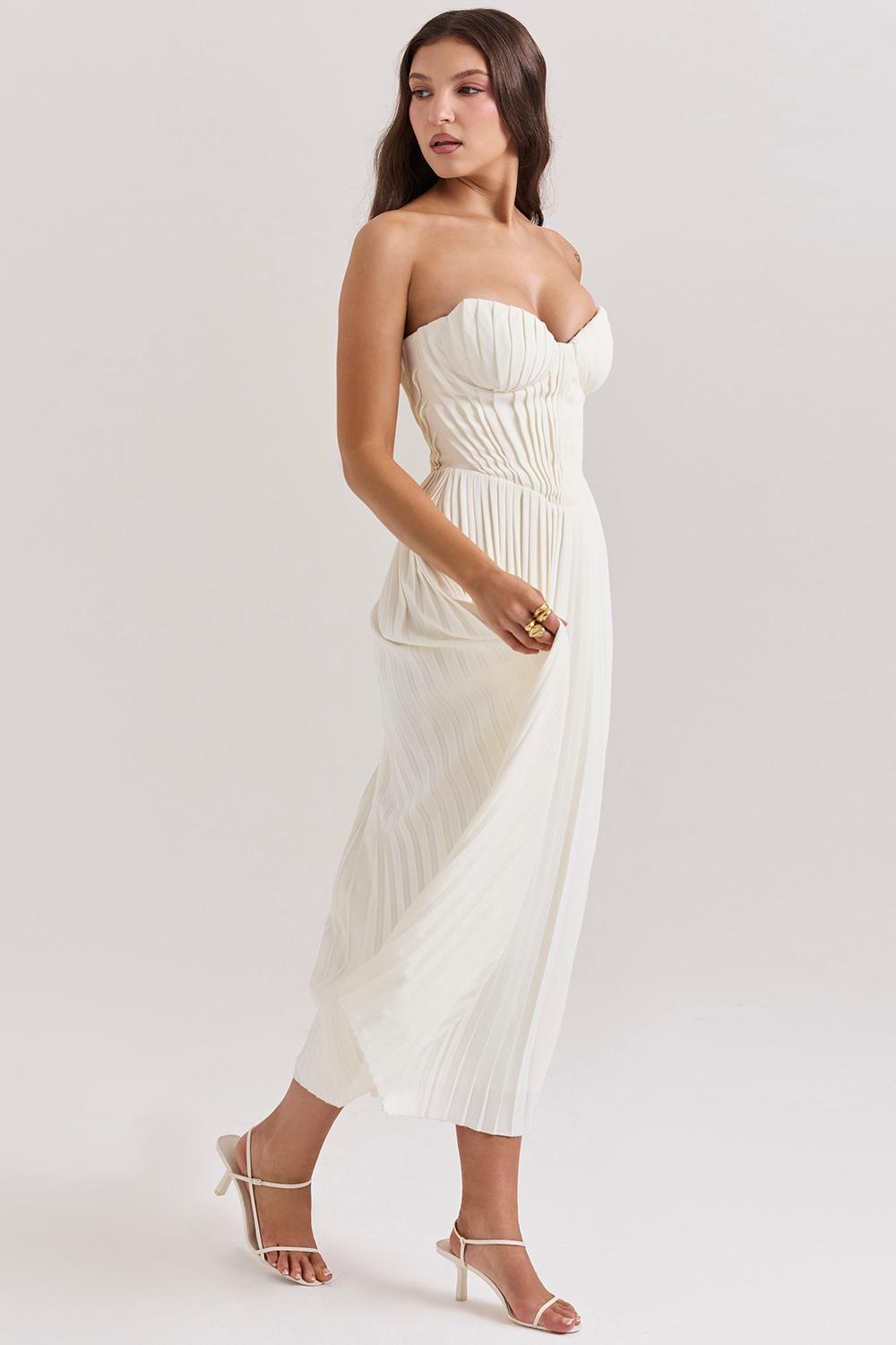 Amorata  ivory pleated maxi dress Product Image