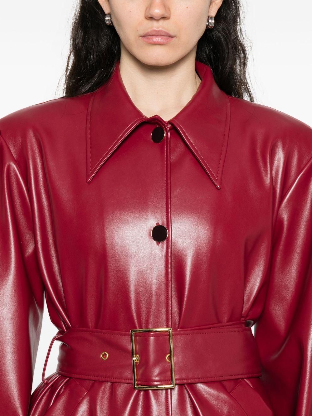 belted puff-sleeve coat Product Image