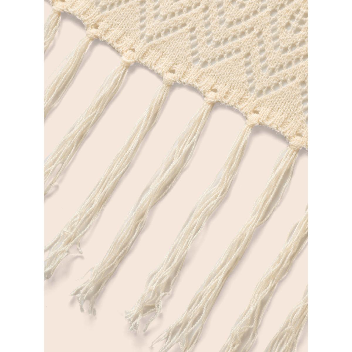 Plus Size Kimono Collar Cut Out Tassel Trim Cardigan Apricot Women Beach Loose Half Sleeve Vacation Cardigans BloomChic 22-24/3X Product Image