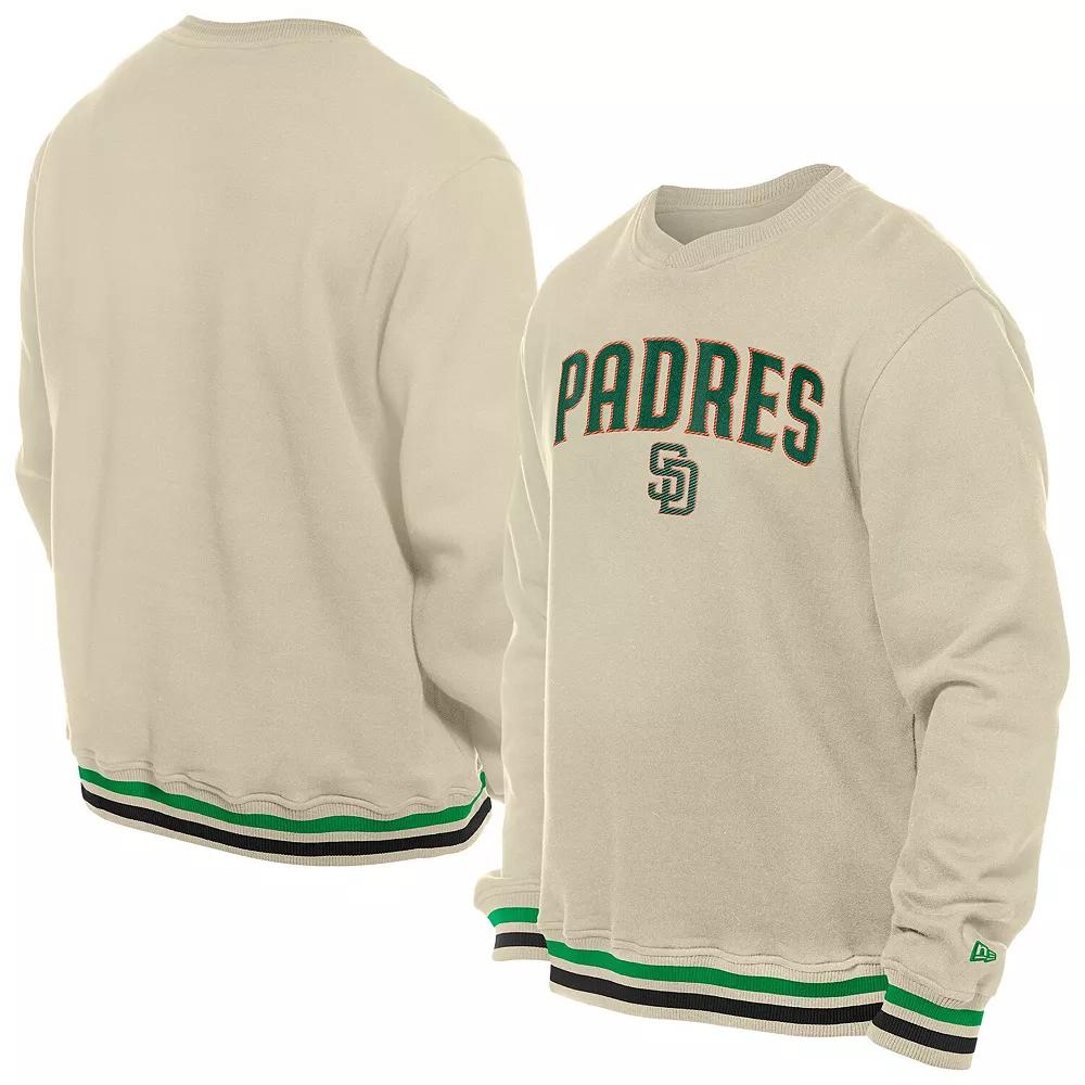 Men's New Era Cream San Diego Padres St. Patrick's Day Twill Pullover Sweatshirt,  Product Image