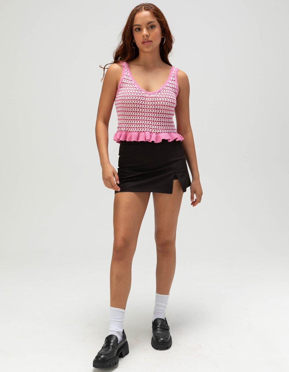 FULL TILT Stripe Peplum Womens Cami - PINK Product Image