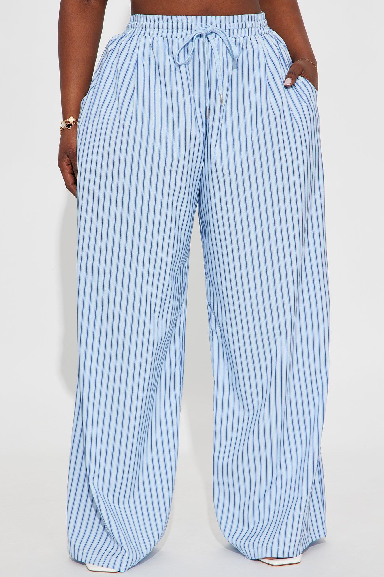 Timothy Striped Wide Leg Pant - Light Blue Product Image