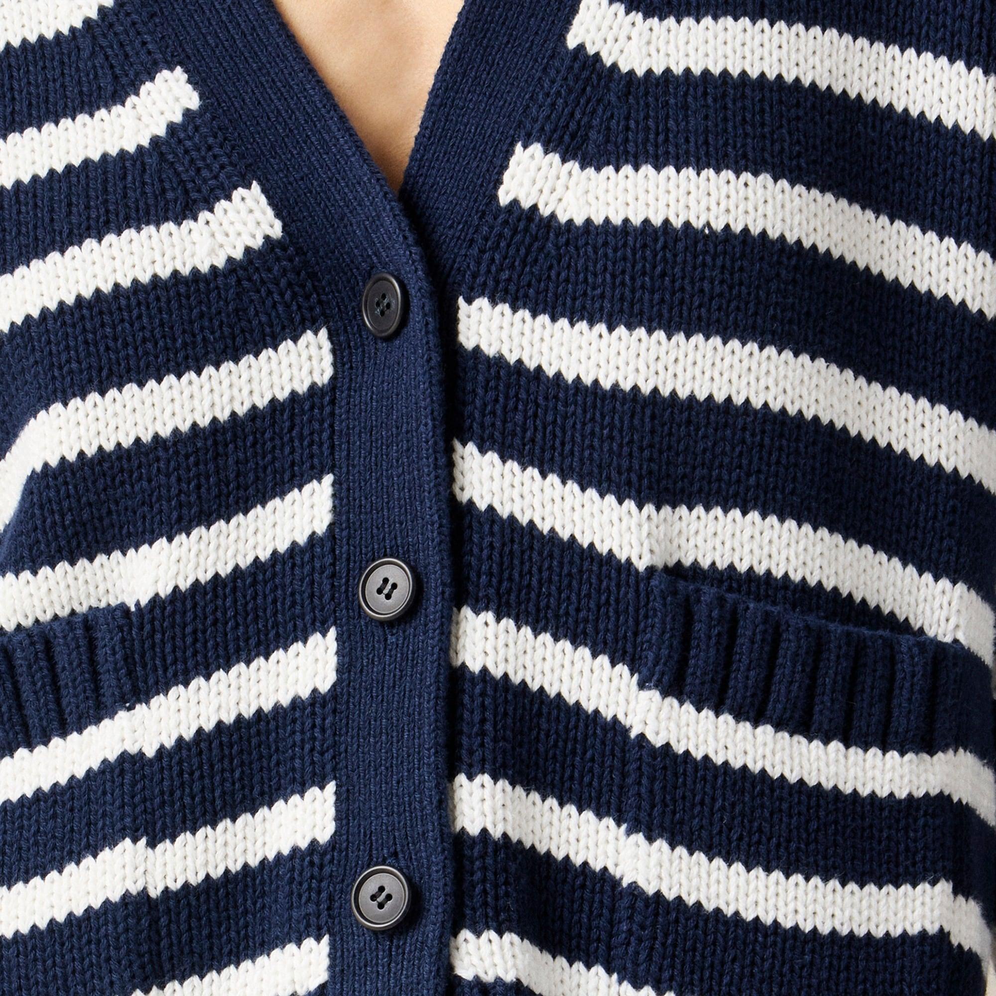 Heritage cotton relaxed cardigan in stripe Product Image