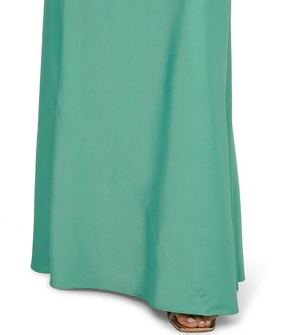 Adrianna Papell Stretch Satin Asymmetrical One Shoulder Neck Rhinestone Strap Pleated Sheath Dress Product Image