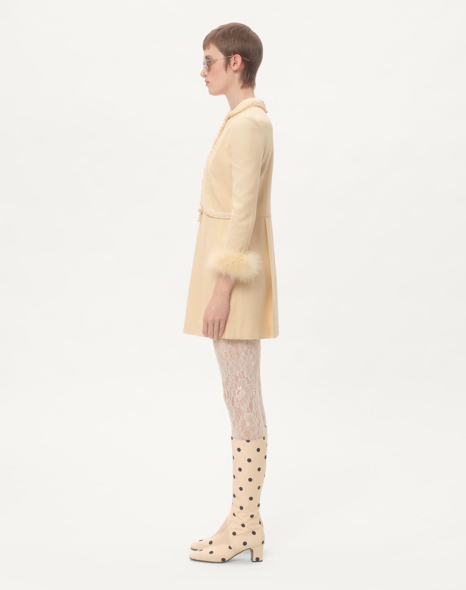 Short Dress In Rustic Silk With Feathers Product Image