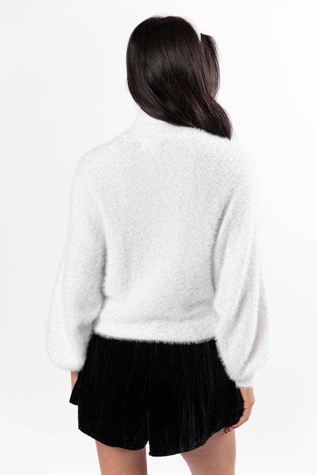 Beyond Me White Fuzzy Turtleneck Sweater FINAL SALE Product Image