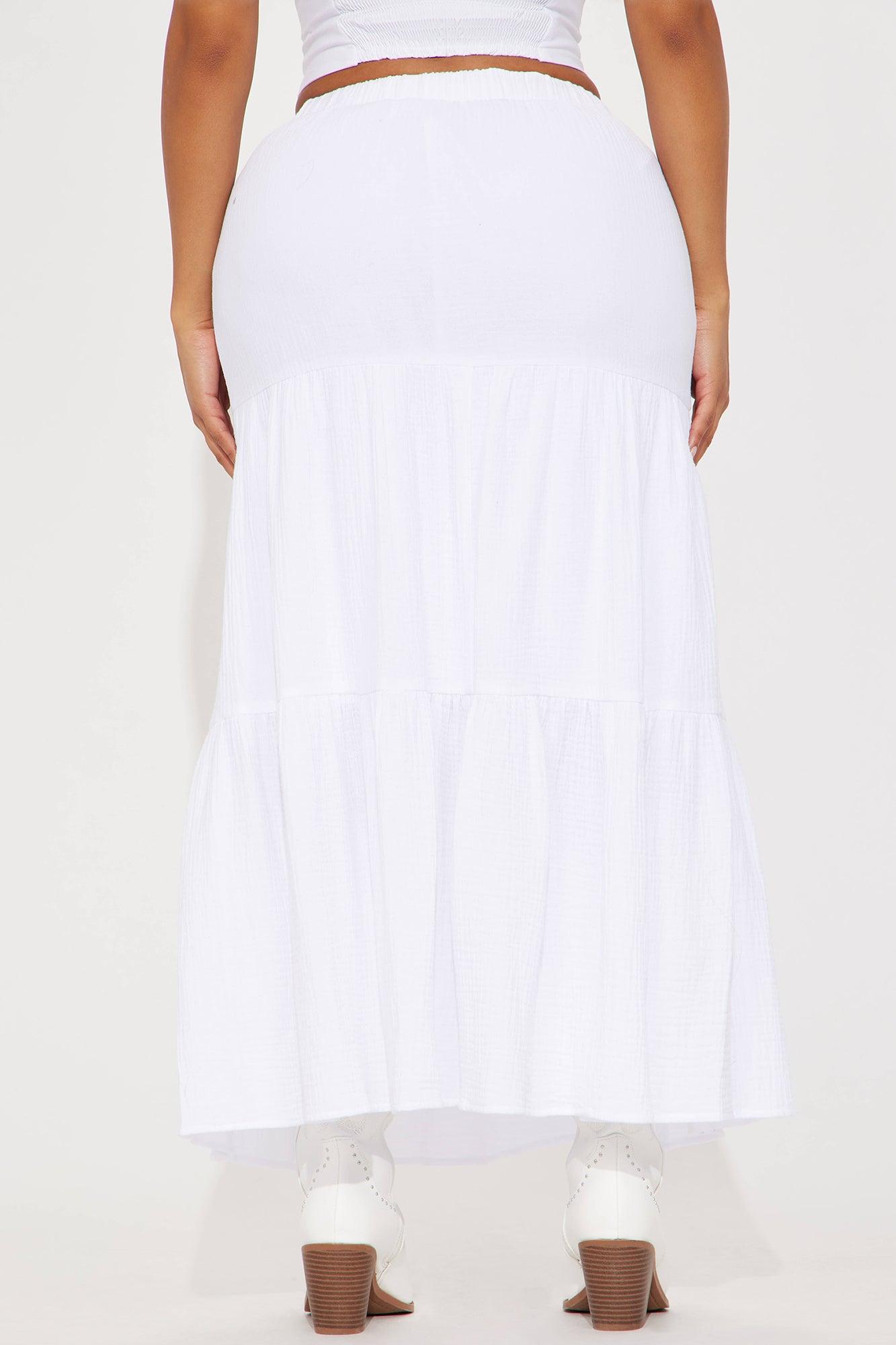 Emily Tiered Gauze Maxi Skirt - White Product Image