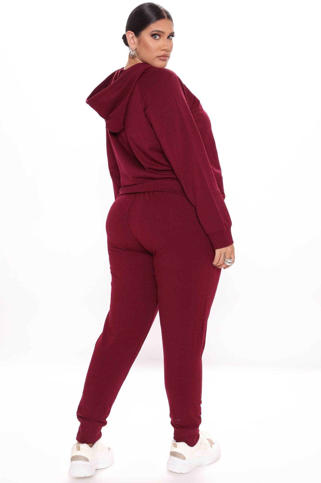 Latest And Greatest French Terry Jogger - Burgundy Product Image