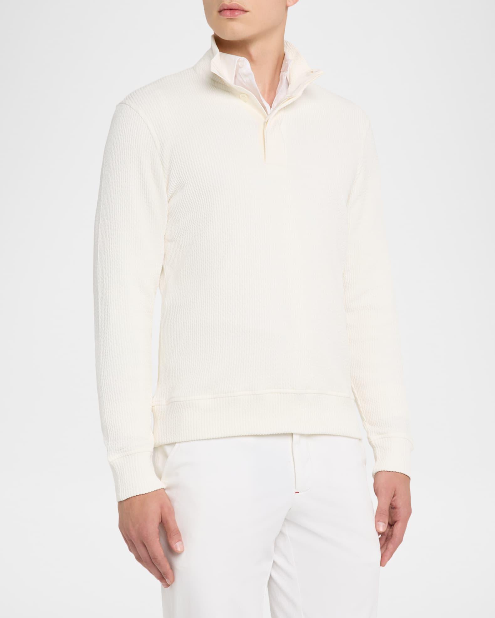 Men's Mazari Capri Collar Three-Button Seersucker Sweater Product Image