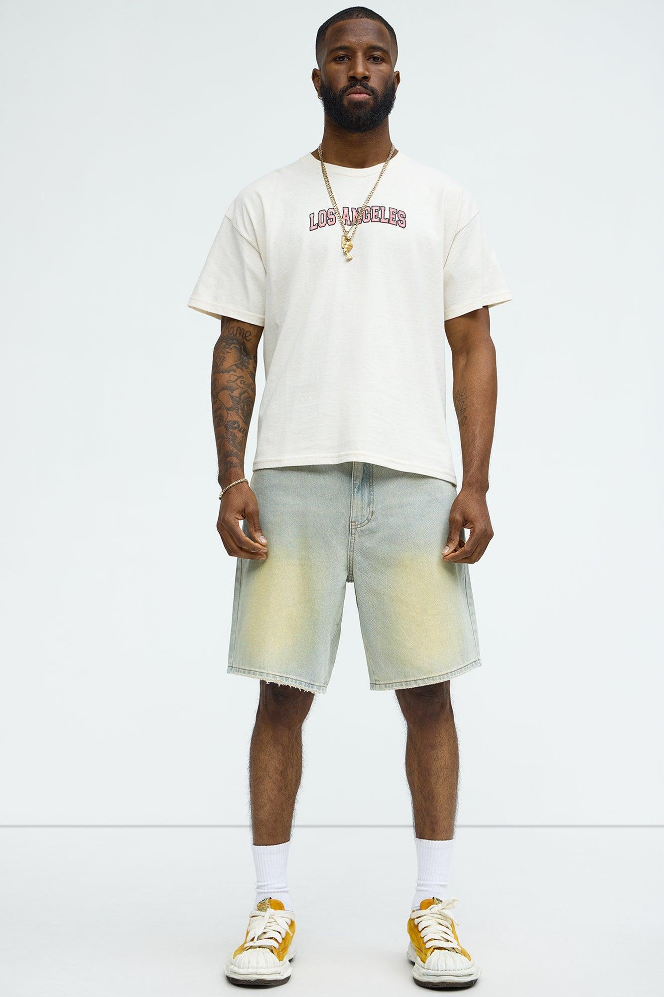 Los Angeles Cali Short Sleeve Cropped Tee - Natural Product Image