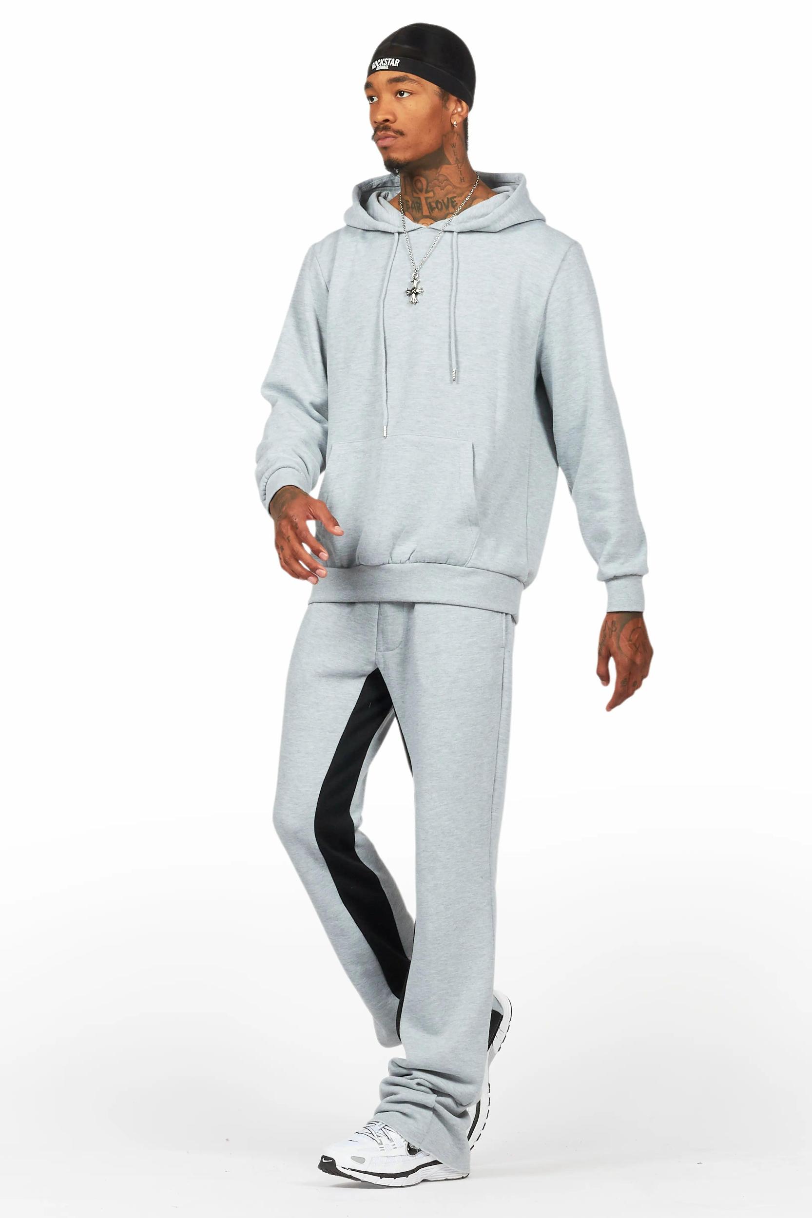 Basic Heather Grey Hoodie/Baggy Track Pant Set Male Product Image