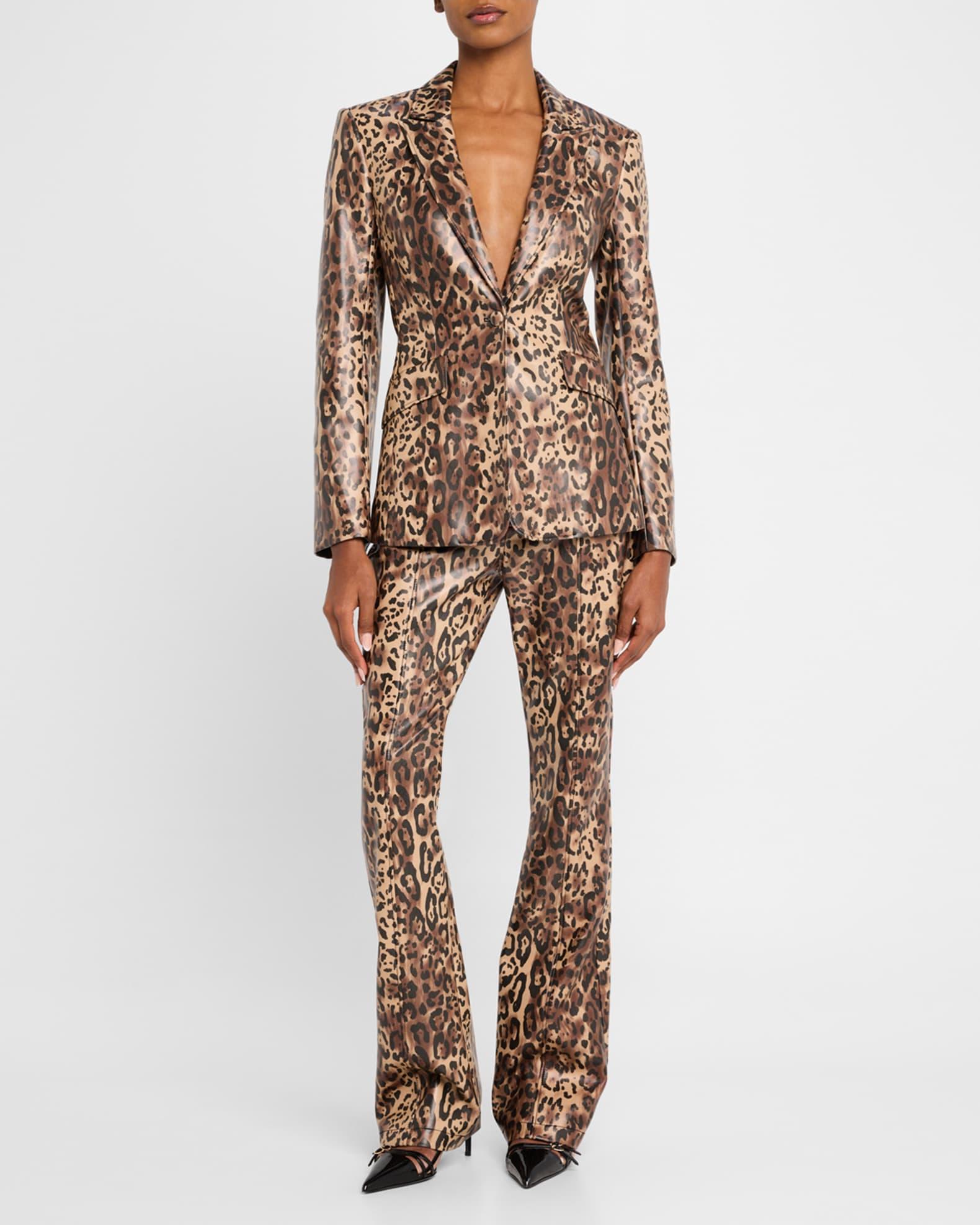 Leopard Faux Leather Pants Product Image