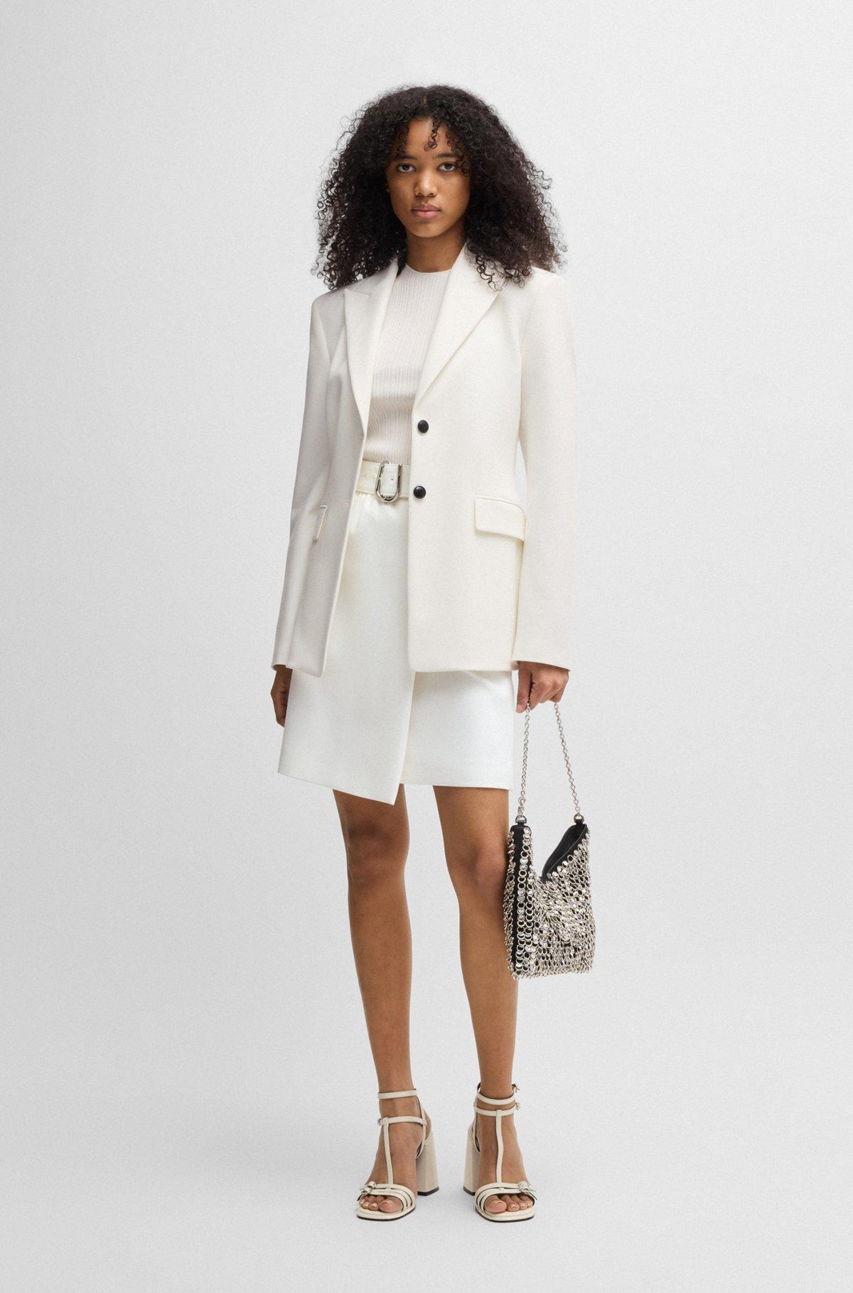 Mini skirt with wrap front and buckled belt Product Image