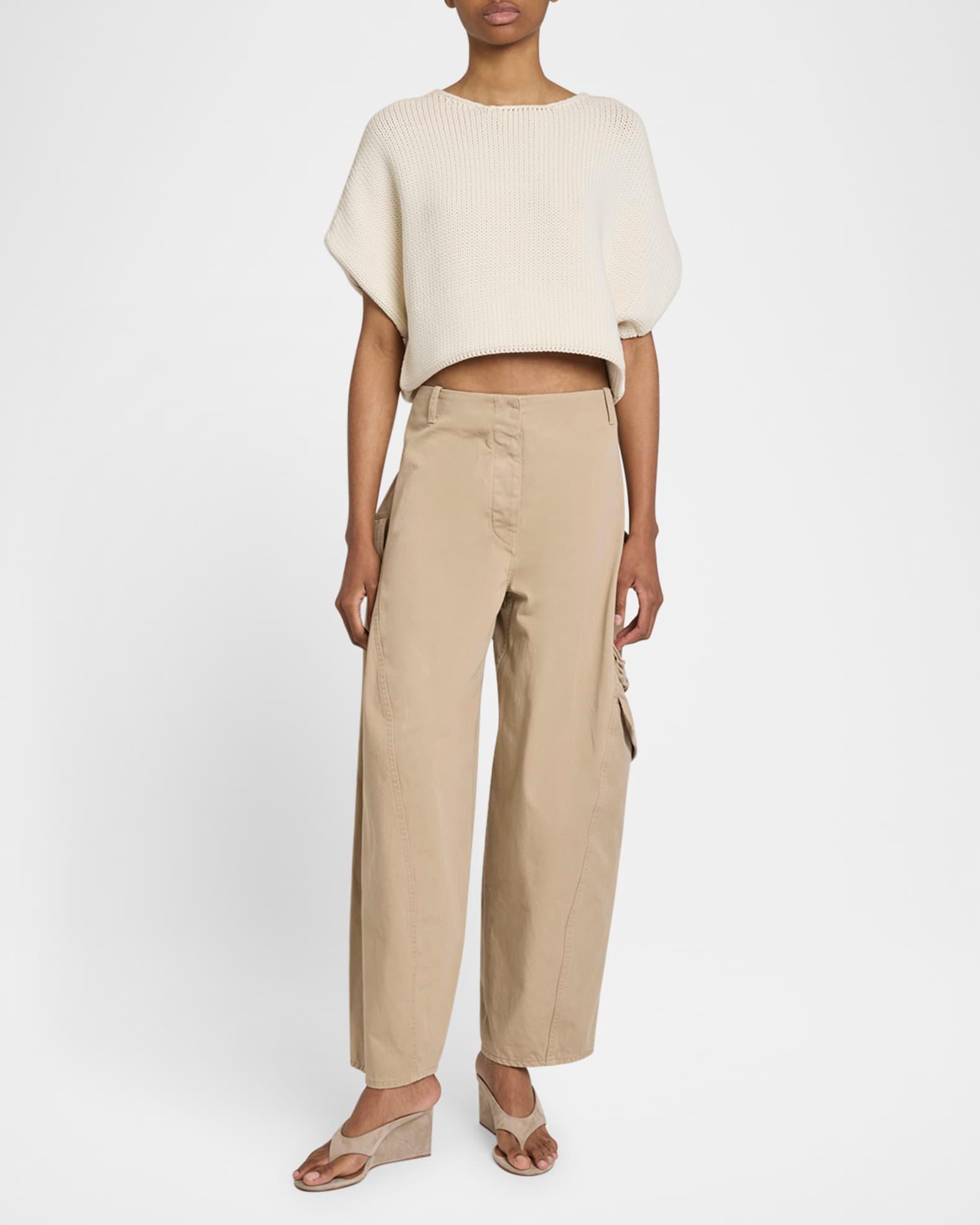 Mid-Rise Washed Chino Barrel-Leg Cargo Trousers Product Image