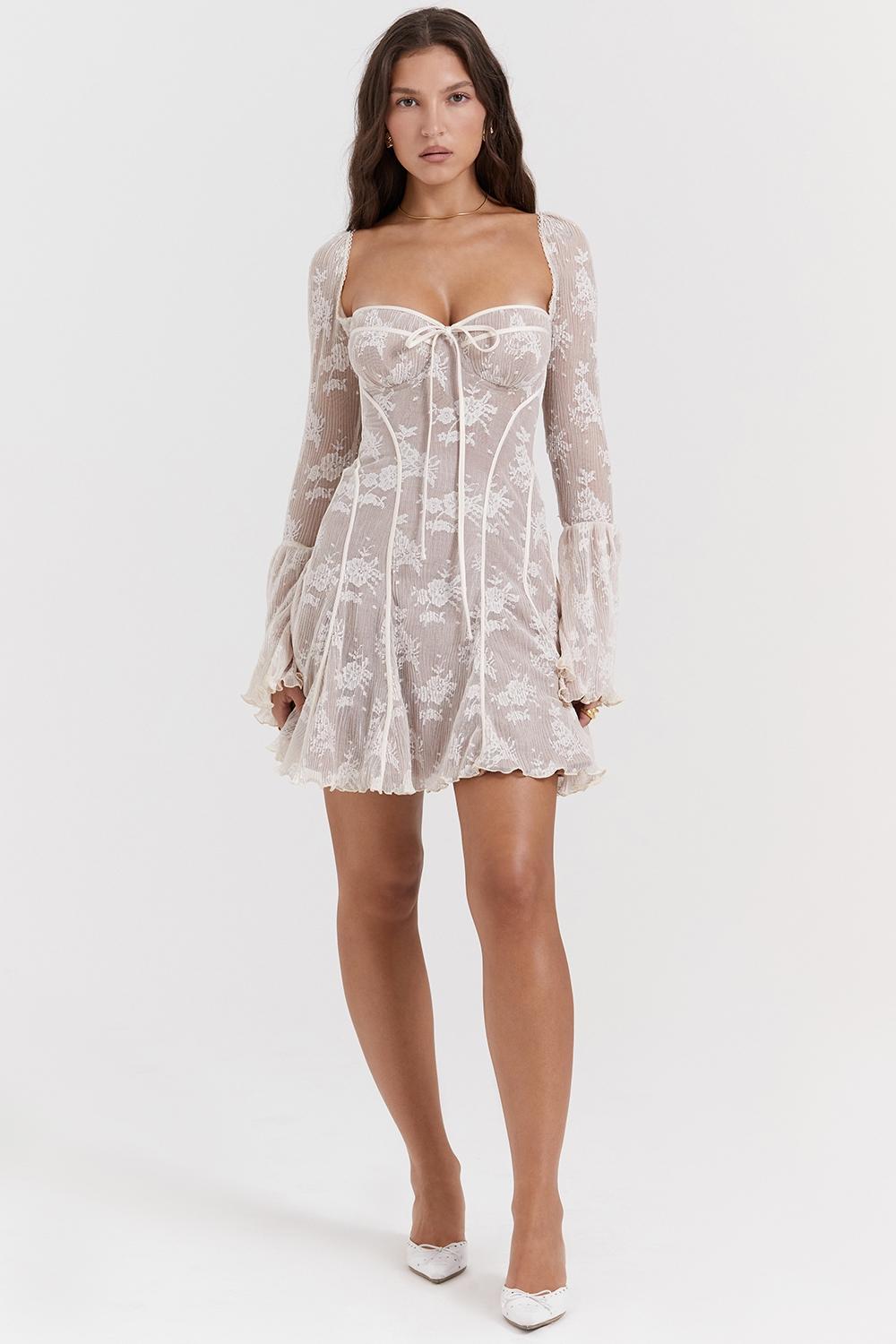 Analissa  vintage cream lace corset dress Product Image