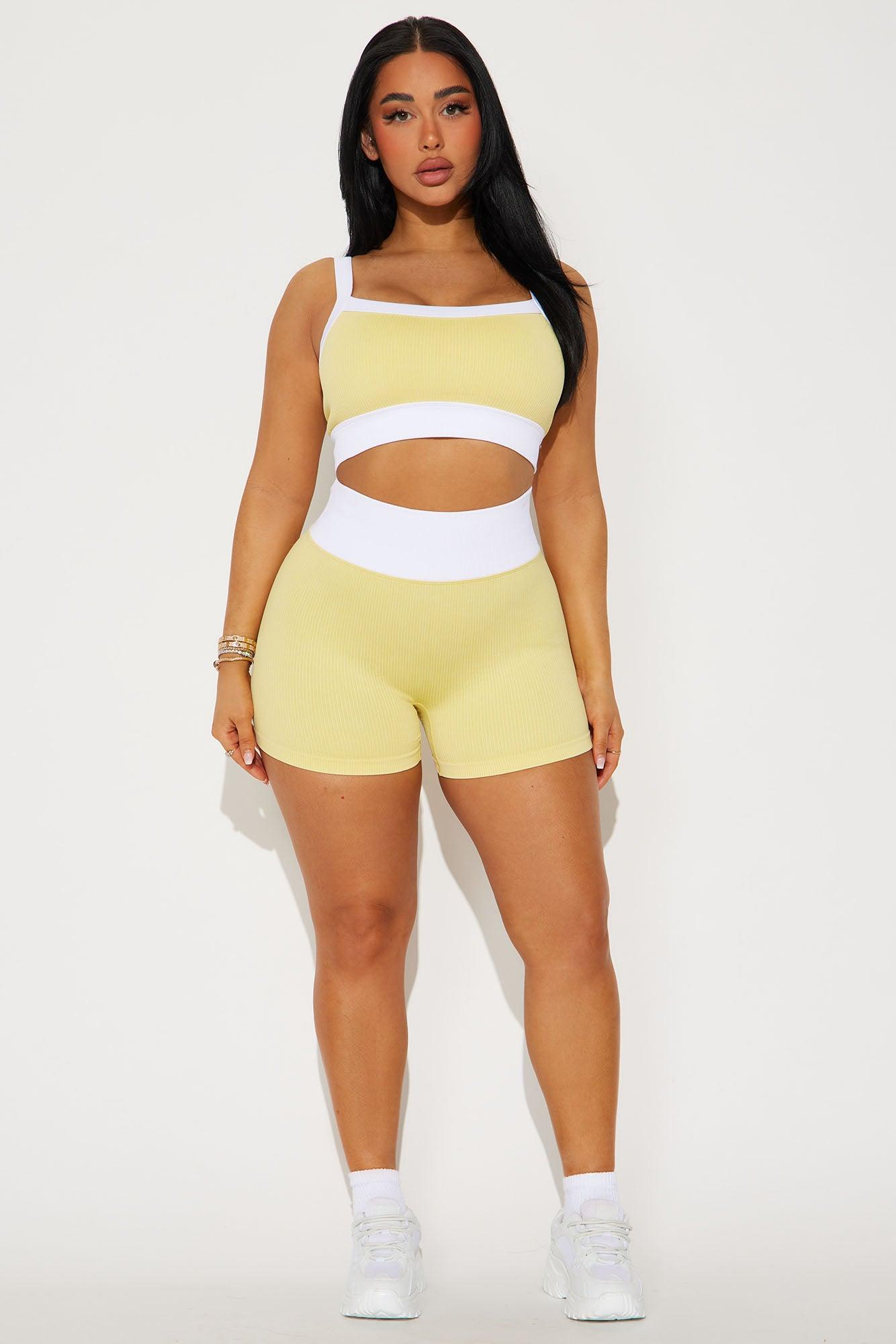 Court Social Seamless Ribbed Active Short - Butter Yellow Product Image