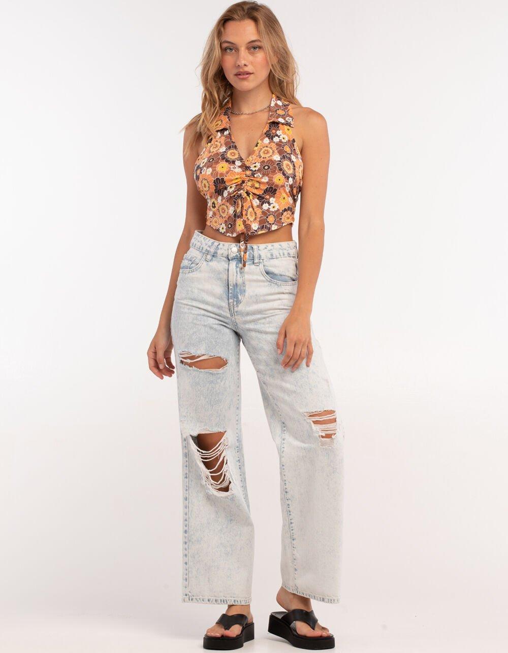 RSQ Womens Collared Cinch Front Halter Top - MULTI Product Image