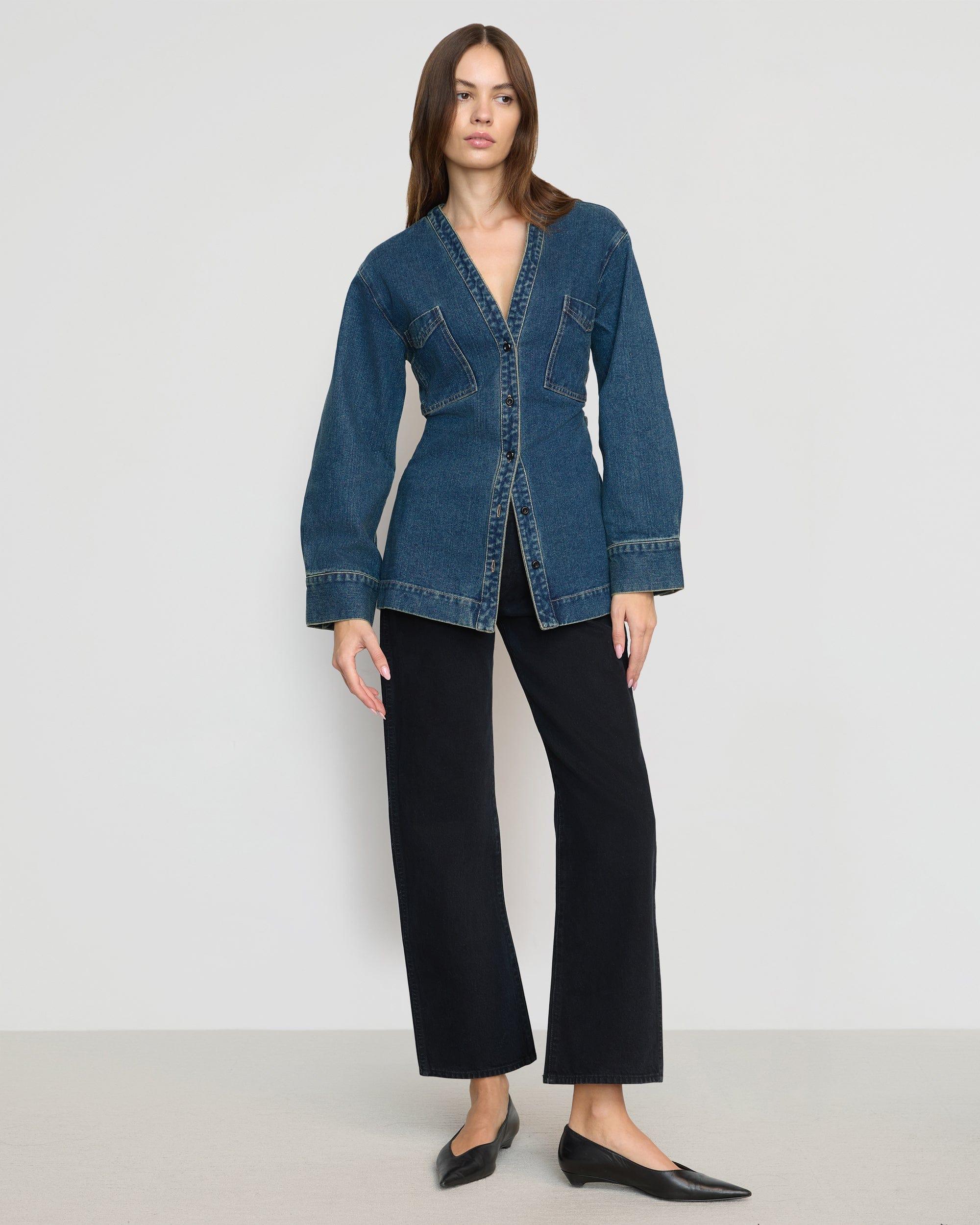 Emmett Structured-Sleeve Denim Jacket Product Image