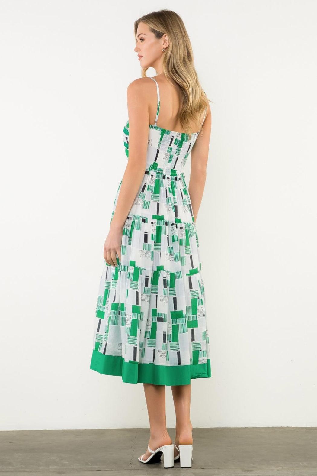 TIERED PRINT MIDI DRESS Product Image
