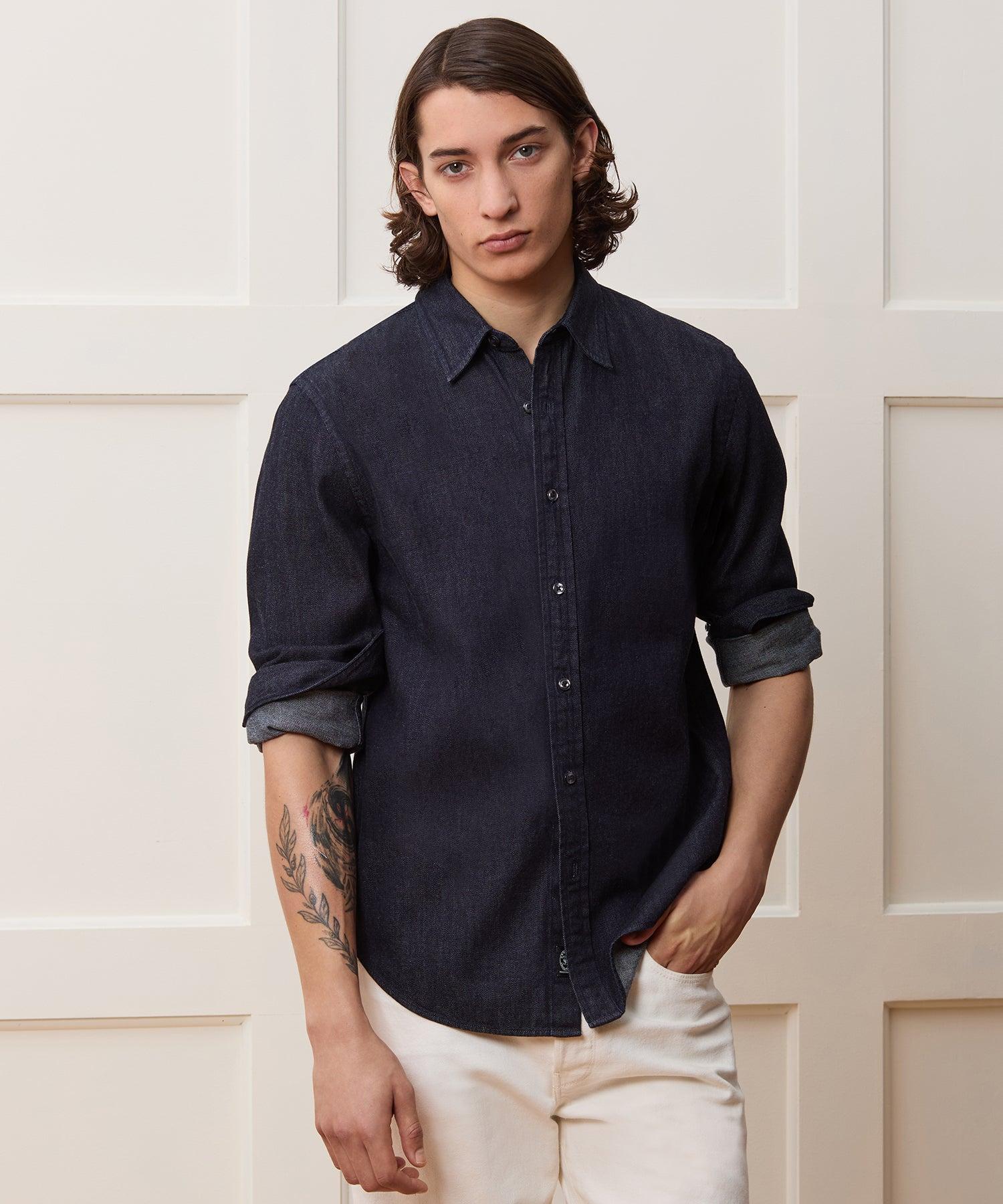 Denim Point Collar Shirt Product Image
