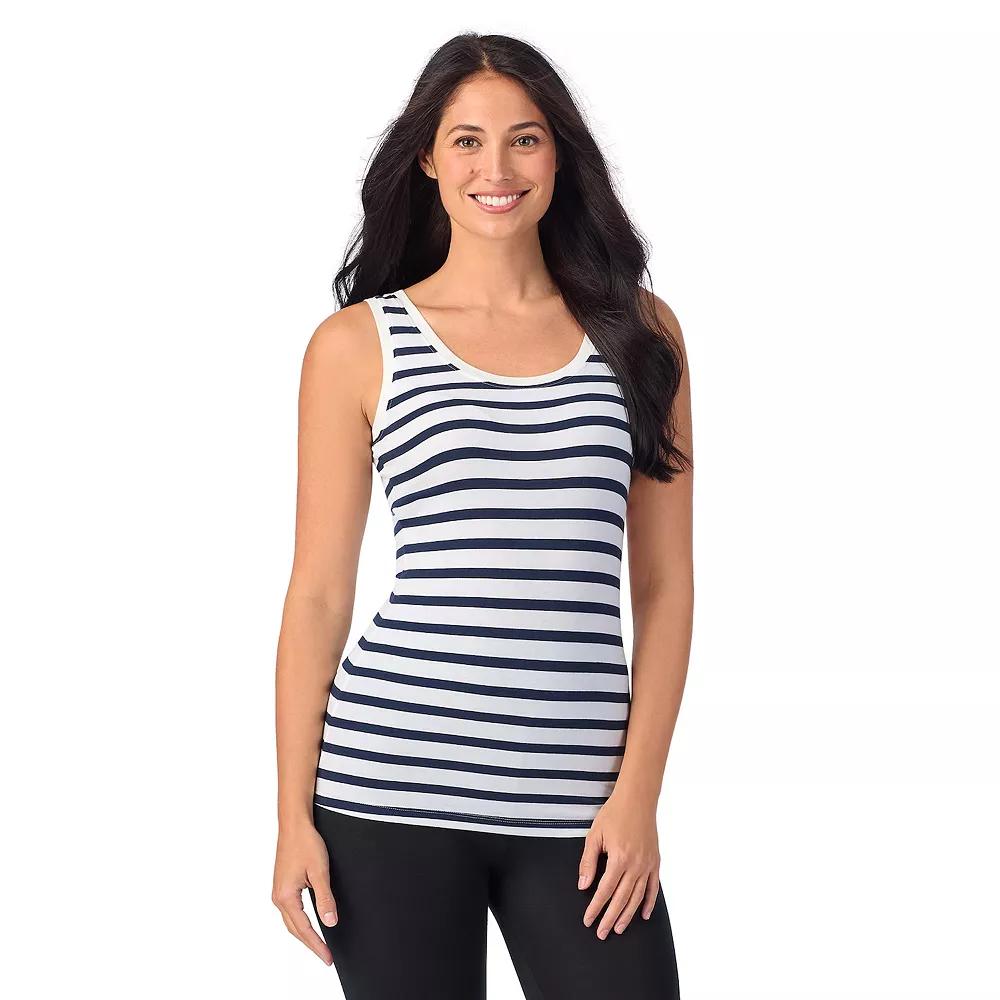 Women's Cuddl Duds® Reversible Softwear with Stretch Tank Top, Size: Medium, Navy White Stripe Product Image