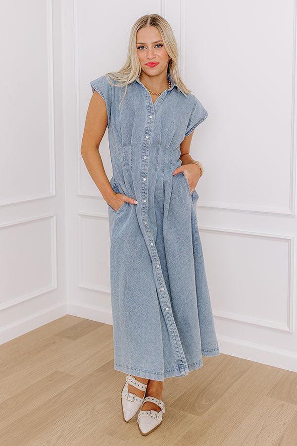 San Fran Bistro Denim Midi Dress Product Image