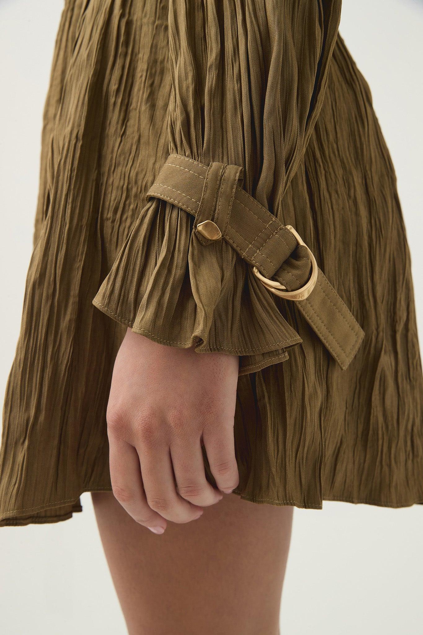 Bays Crushed Pleat Midi Dress Product Image