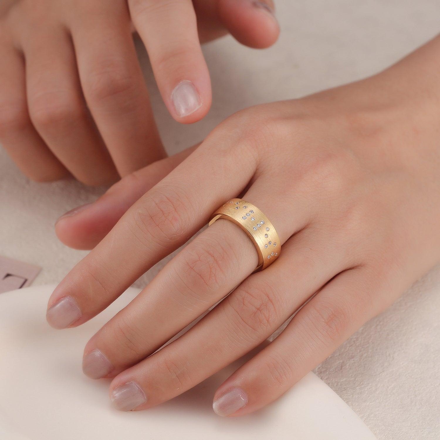 Touchstone Fearless Band Ring Brushed Gold Product Image