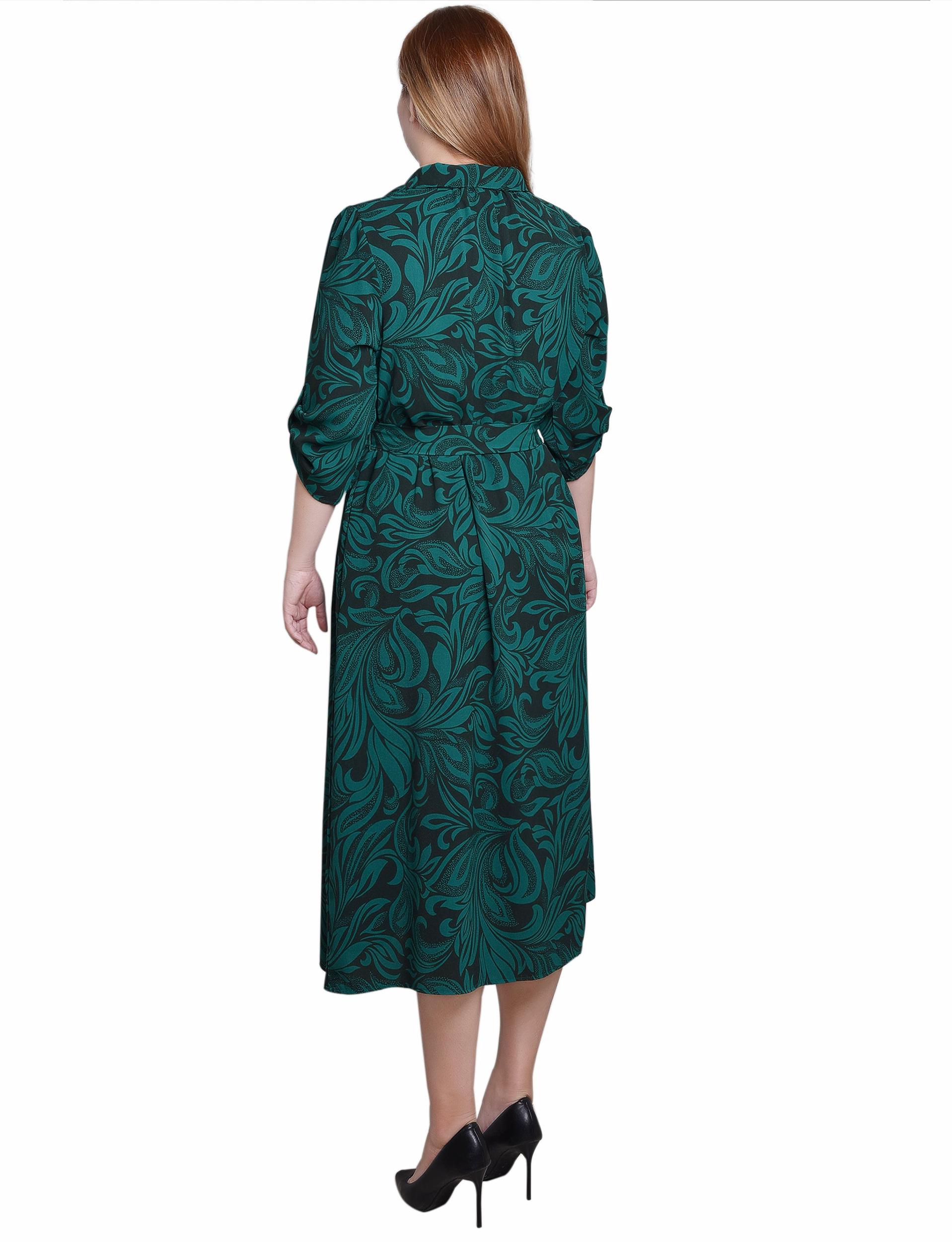 Emerald 3/4 Roll Tab Belted Dress Product Image