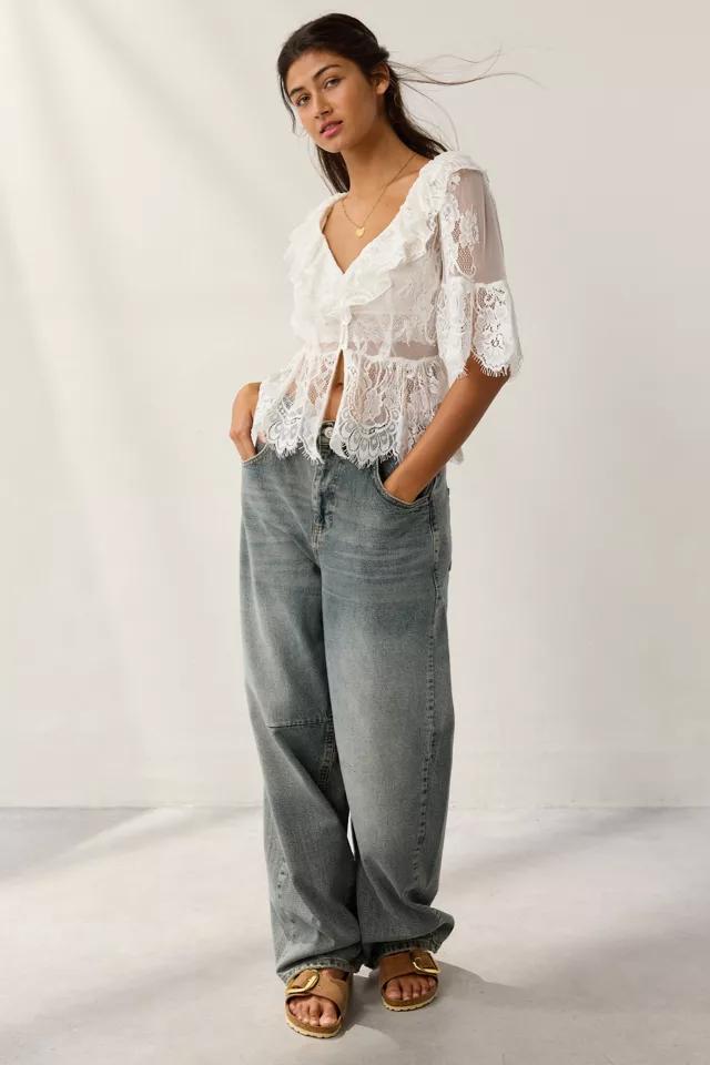 Kimchi Blue Clementine Sheer Lace Ruffle Bed Jacket Product Image