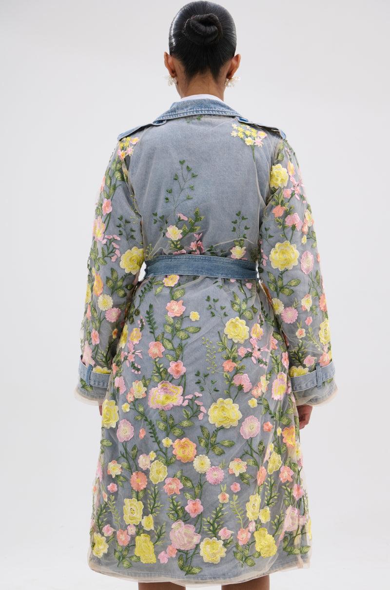 LIFE IN COLOR FLORAL DENIM TRENCH Product Image