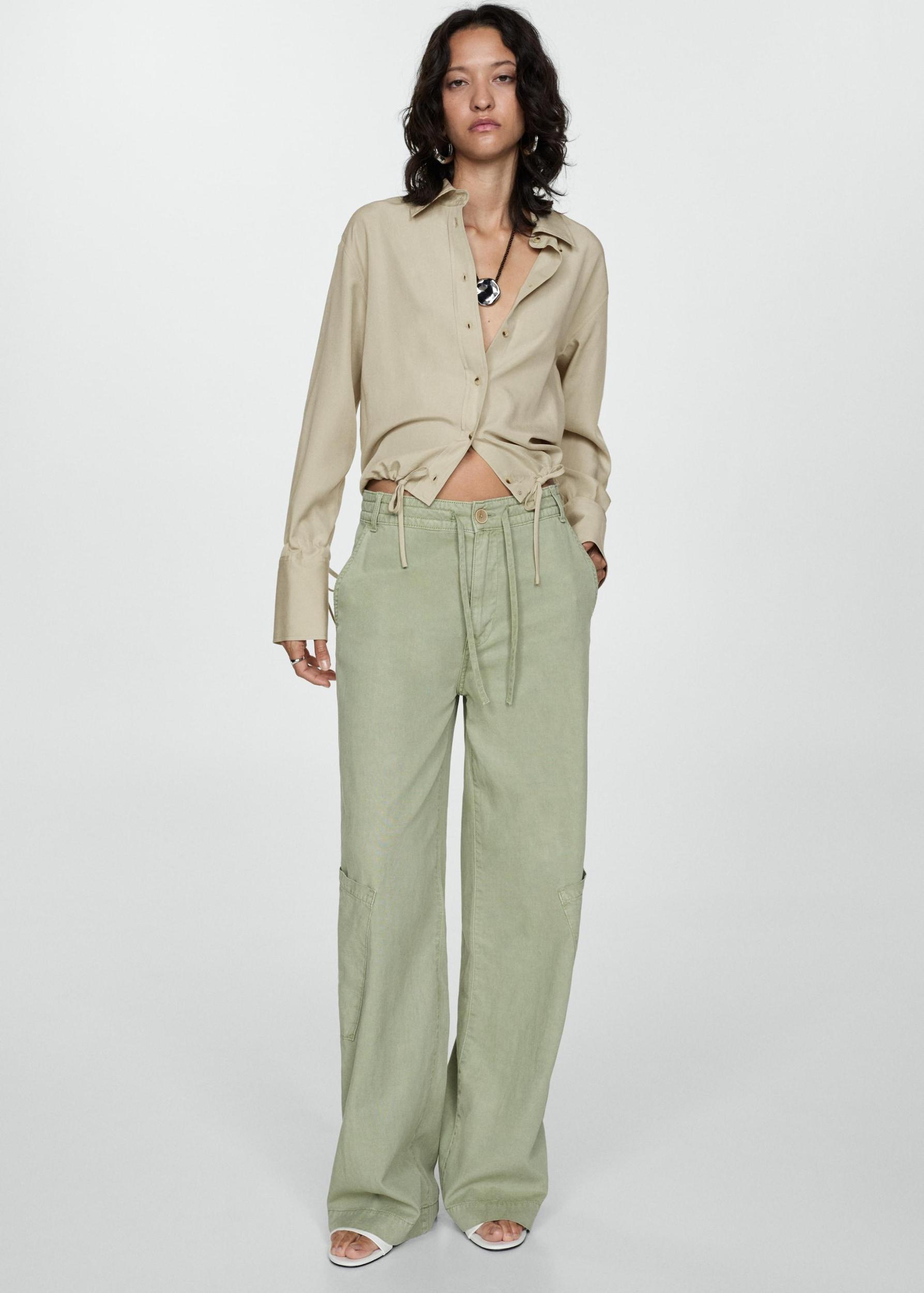 Lyocell shirt with bow - Women | MANGO USA Product Image