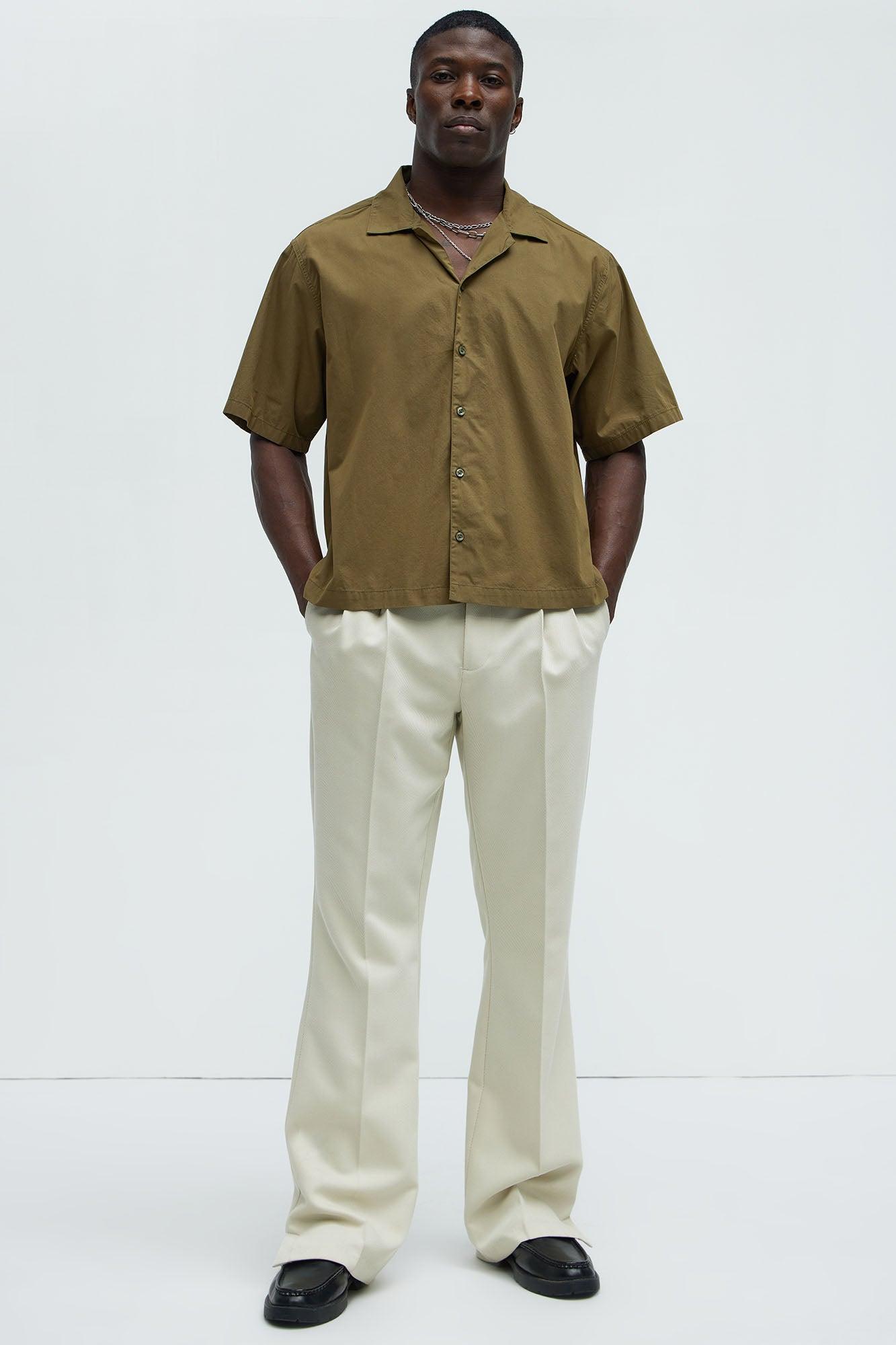 Ryland Relaxed Cotton Short Sleeve Cuban Shirt - Olive Product Image