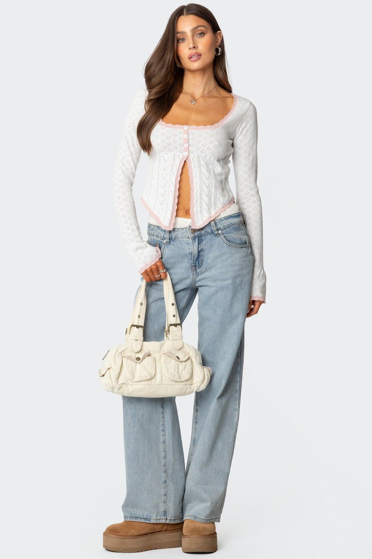 Abbie Split Front Pointelle Top Product Image