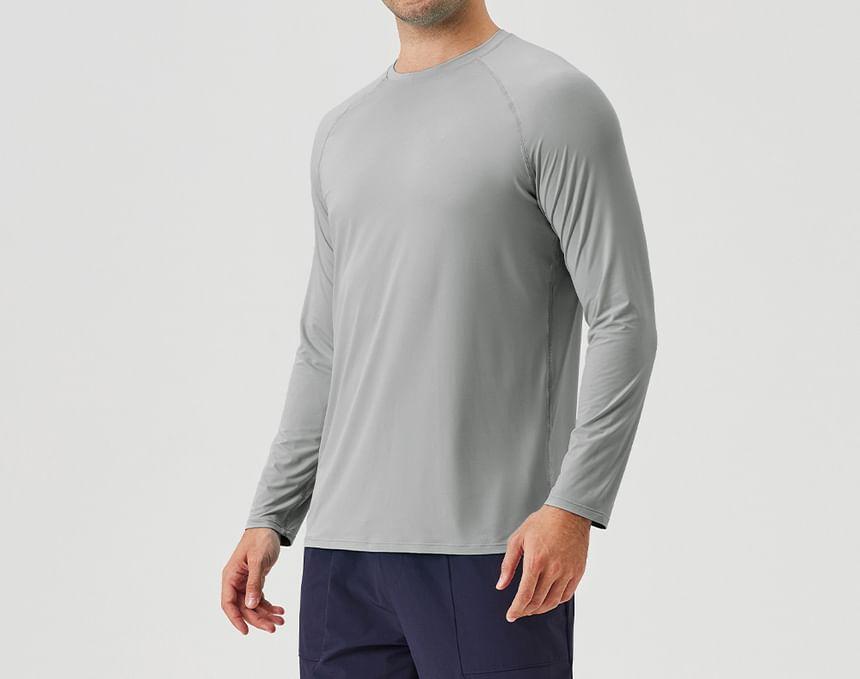 Long-Sleeve Round Neck Plain Sport T-Shirt Product Image