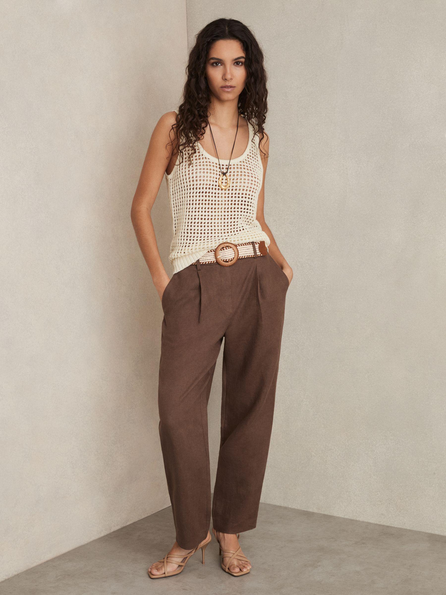 Linen Open-Knit Vest in Ivory Product Image