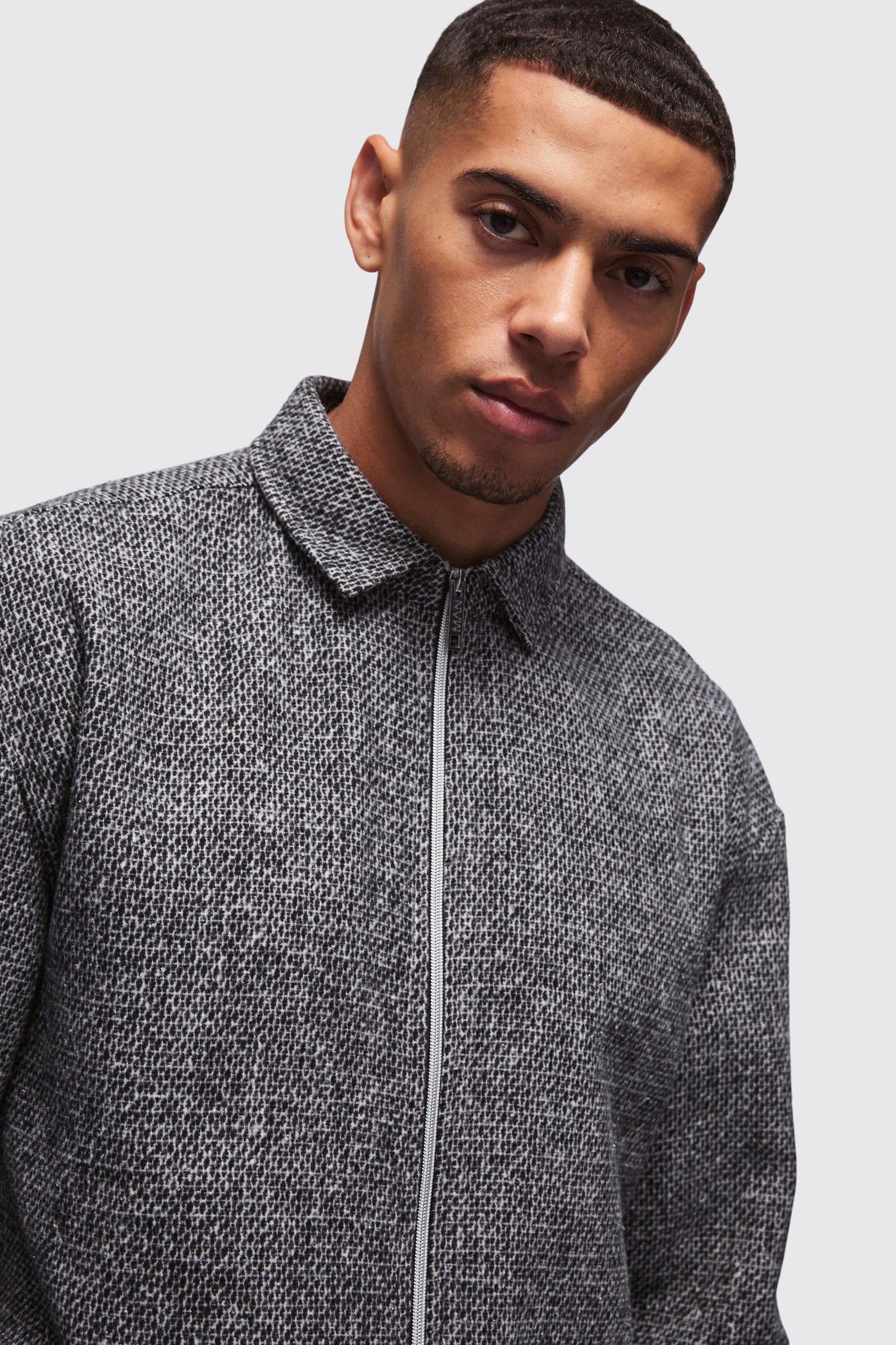 Oversized Two Pocket Zip Through Shirt Jacket | boohooMAN USA Product Image