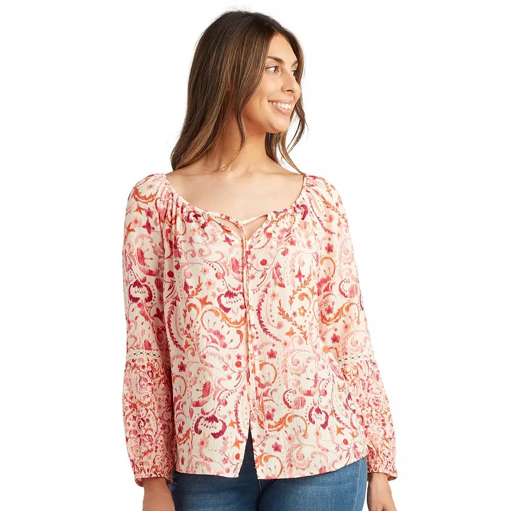 Petite AB Studio Button Front Peasant Top, Women's, Size: Medium Petite, A Dusty Pink Product Image