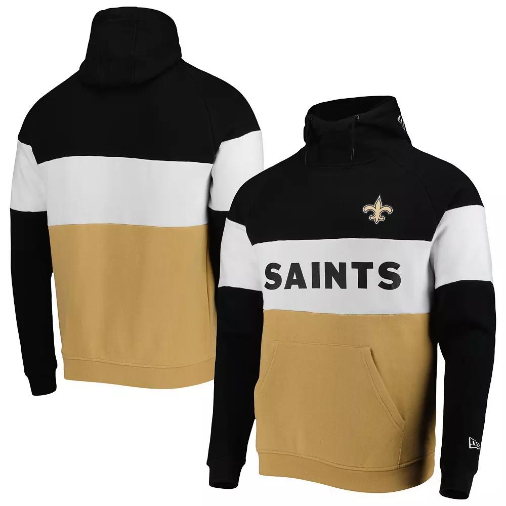 Men's New Era Gold/Black New Orleans Saints Colorblock Current Pullover Hoodie, Size: Large Product Image