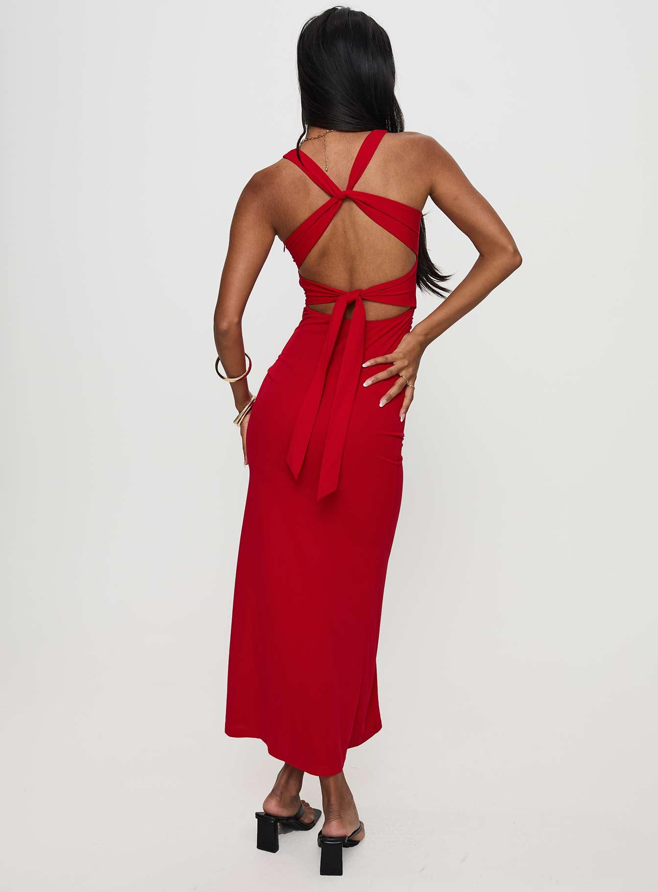 Mesmerise Halter Maxi Dress Red Product Image