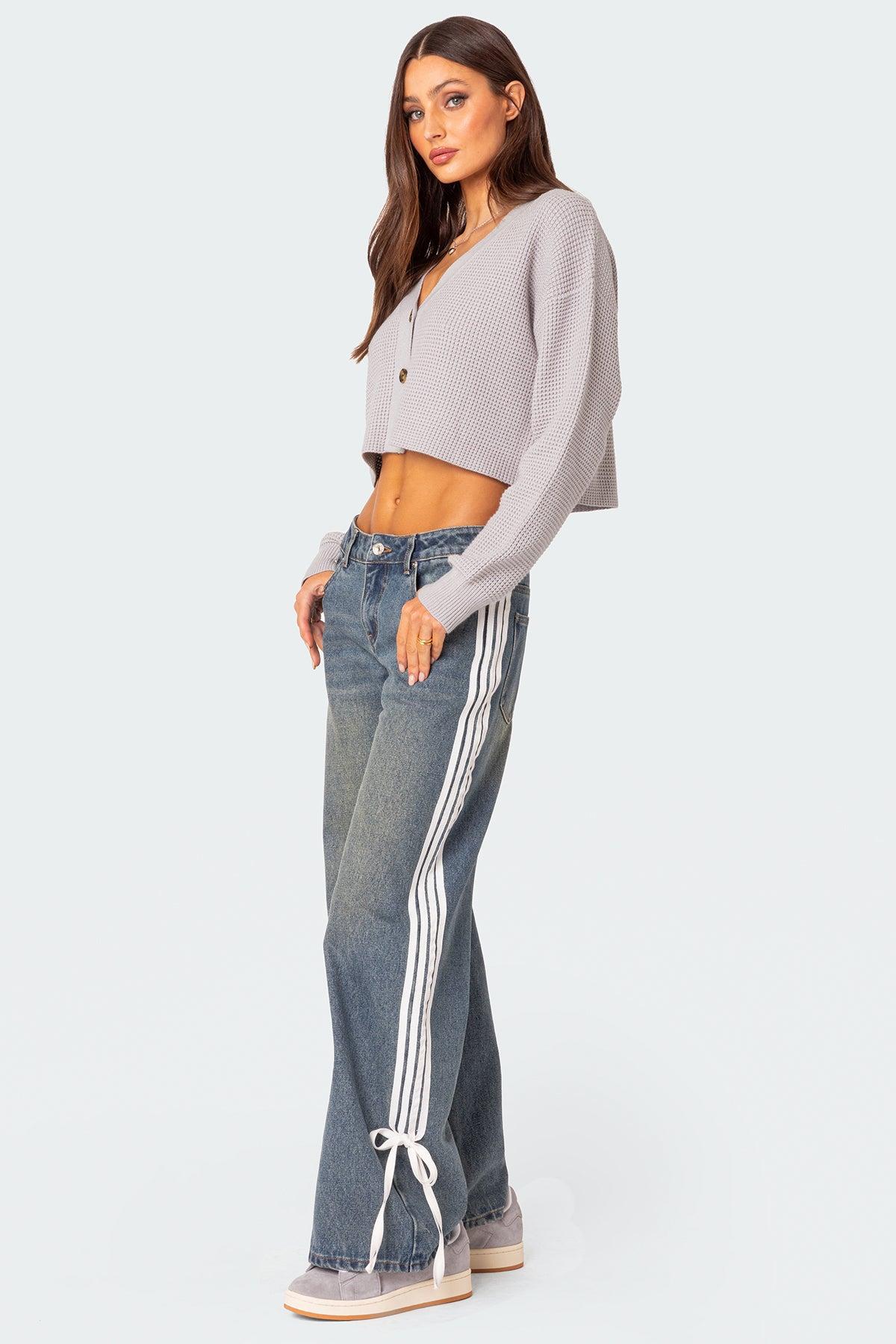 Oversized Waffle Knit Cropped Cardigan Product Image