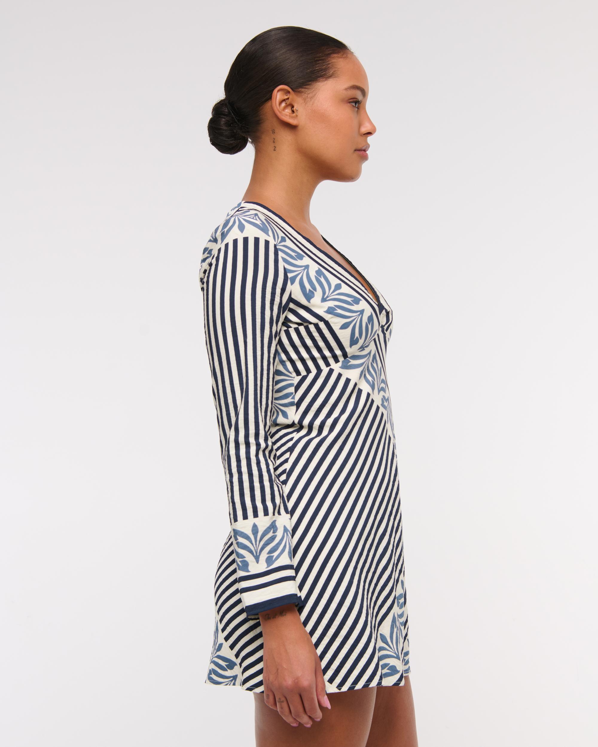 Long-Sleeve Twist Mini Dress Product Image