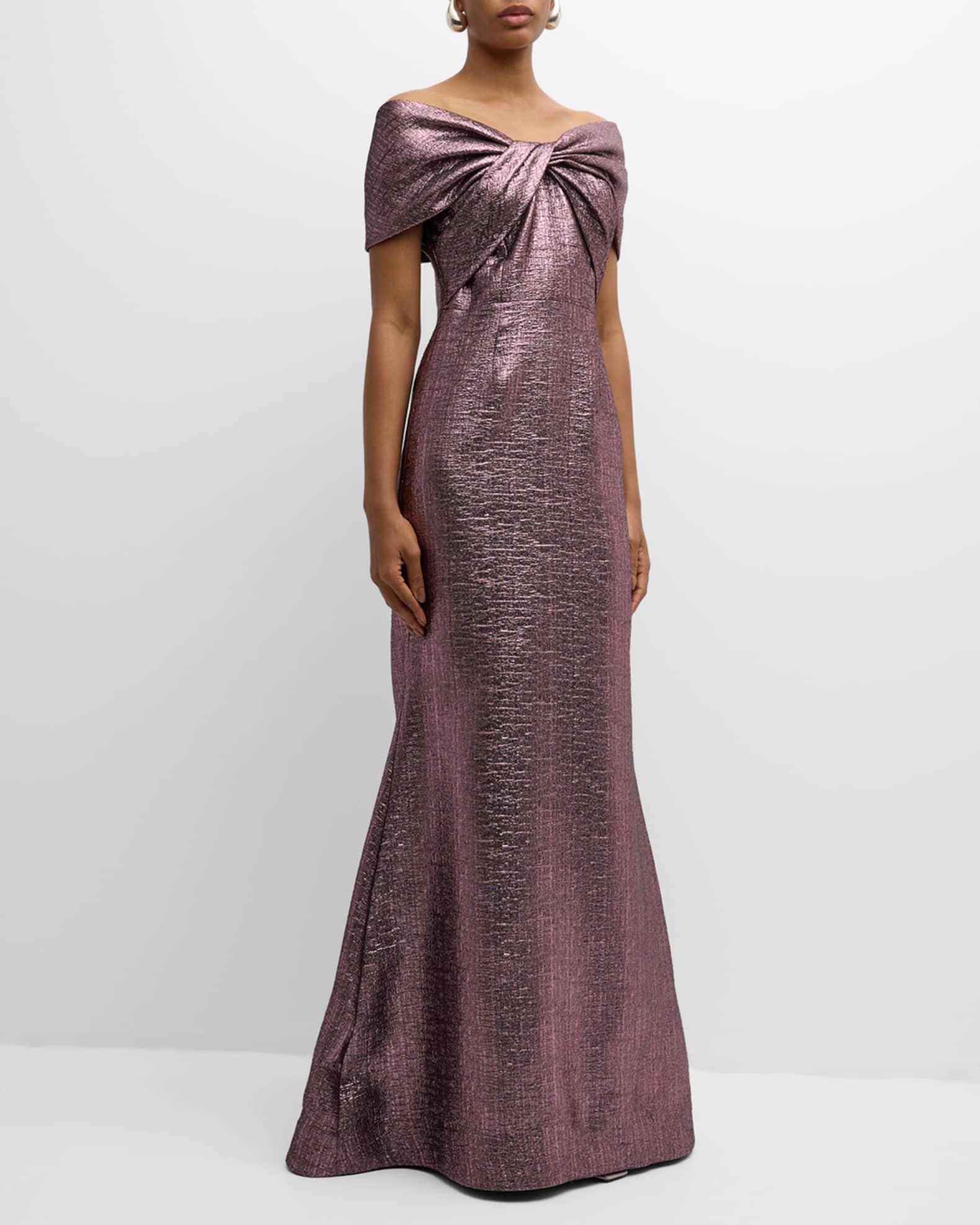 Off-Shoulder Metallic Jacquard Mermaid Gown Product Image