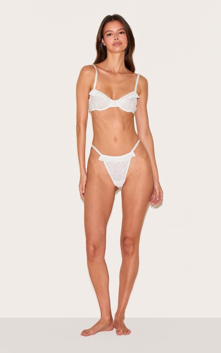 White Broderie Frill Underwired Lingerie Set Product Image