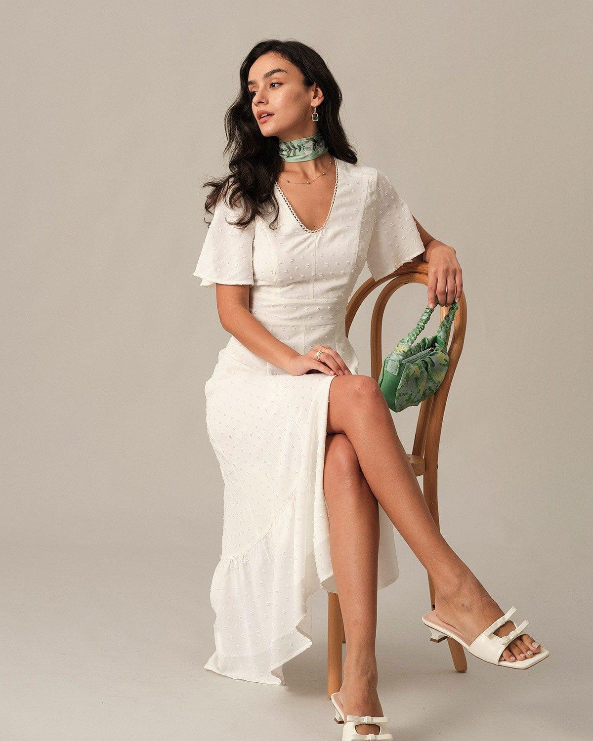 The Solid High Waisted Split Maxi Dress Female Product Image