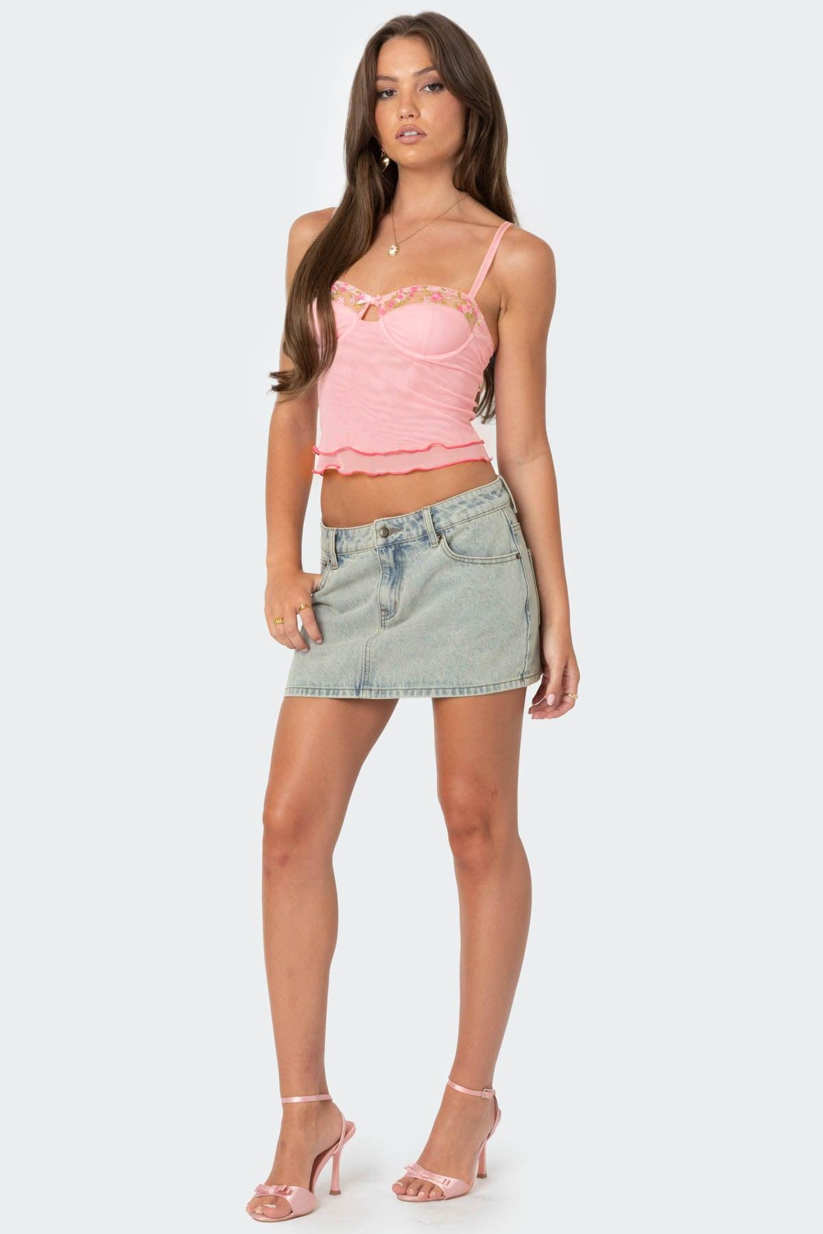 Embroidered Mesh Bra Top Product Image